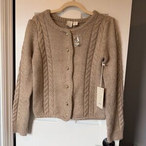 Joie Taupe Cable Knit Cardigan